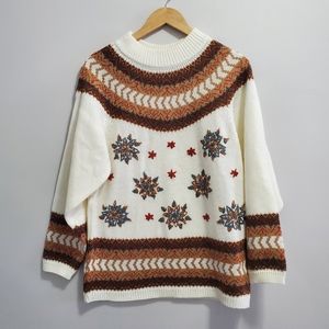 Vintage Sanco Fair Isle Snowflake Sweater Size Large